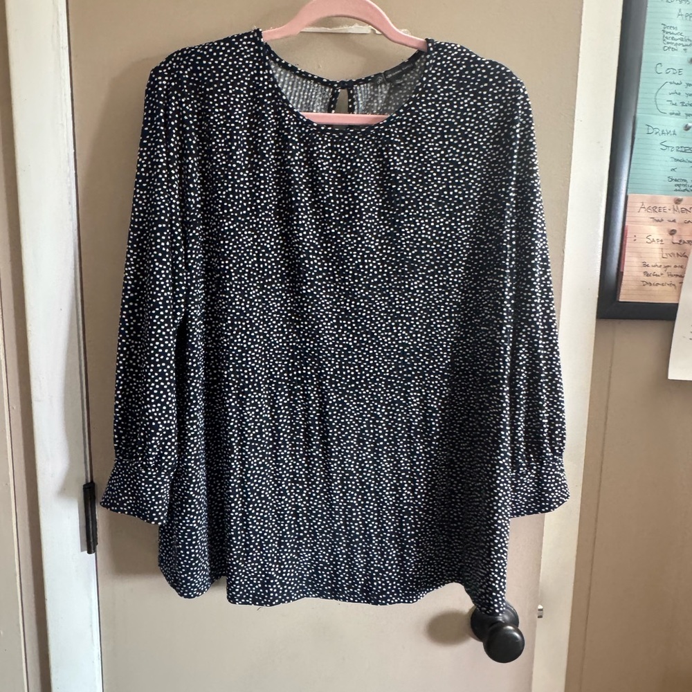 Adrianna Papell Navy and White Blouse